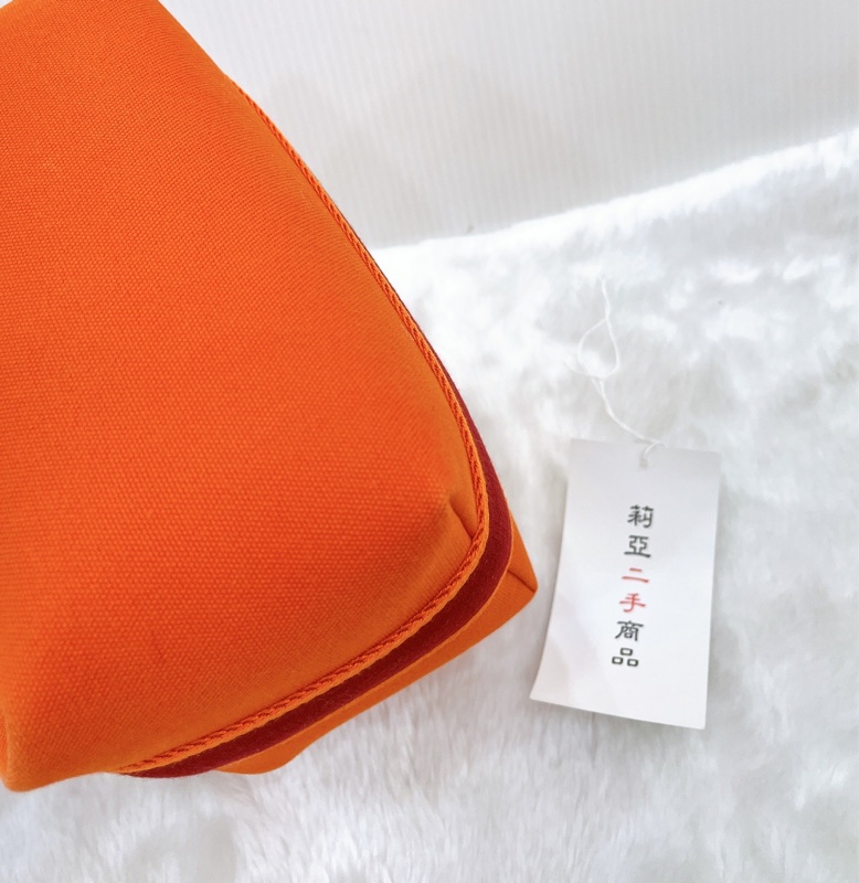 莉亞精品♡Hermes 飯盒 橘拼深紅手把 二手-10