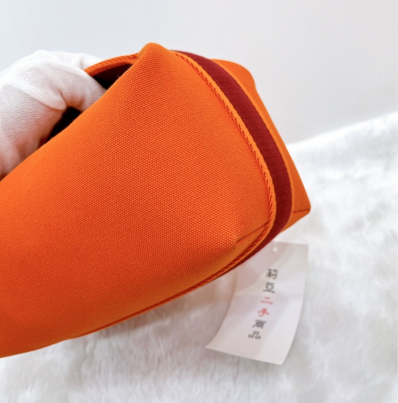 莉亞精品♡Hermes 飯盒 橘拼深紅手把 二手-11