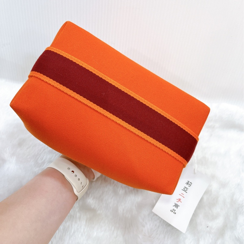 莉亞精品♡Hermes 飯盒 橘拼深紅手把 二手-12