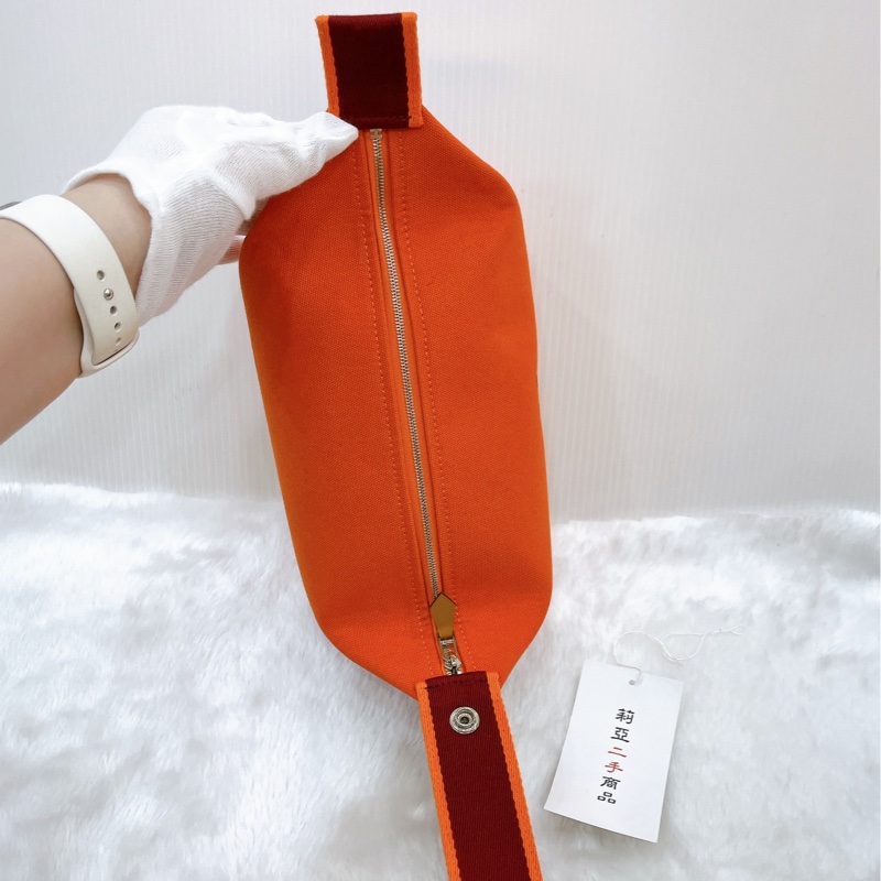 莉亞精品♡Hermes 飯盒 橘拼深紅手把 二手-13