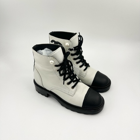 香奈兒/37碼/白色珍珠短靴/98新/TT0331