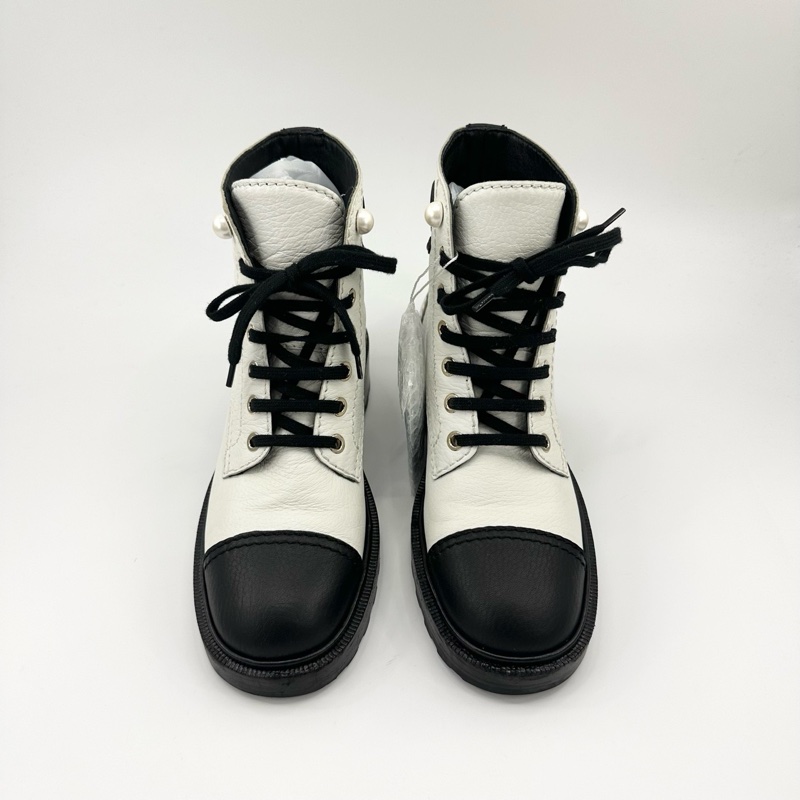 香奈兒/37碼/白色珍珠短靴/98新/TT0331-1