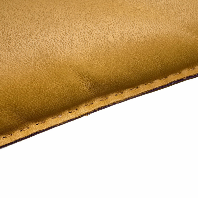 愛馬仕芝麻色/紫外光色/羊皮枕頭包,附U形印章-5