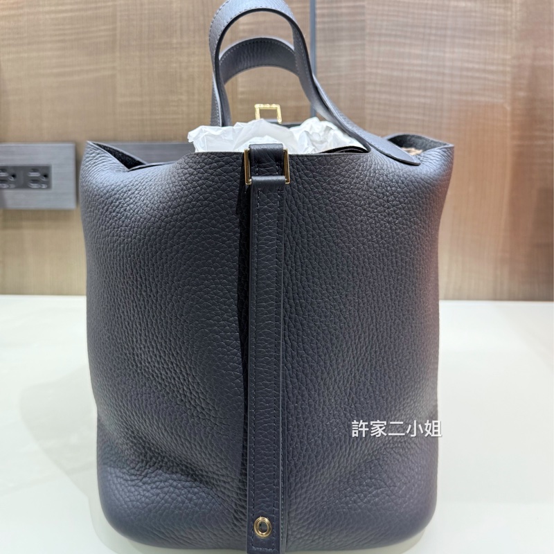 Hermes 二手閒置 (2025年購入 W刻)菜籃子22 石板灰淡金扣 98新-0
