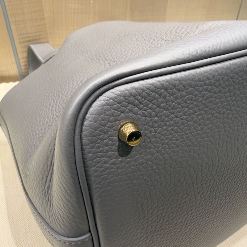 Hermes 二手閒置 (2025年購入 W刻)菜籃子22 石板灰淡金扣 98新-1