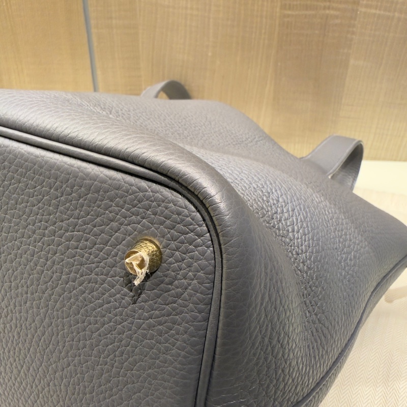 Hermes 二手閒置 (2025年購入 W刻)菜籃子22 石板灰淡金扣 98新-2