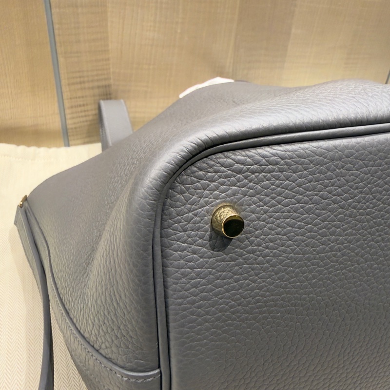 Hermes 二手閒置 (2025年購入 W刻)菜籃子22 石板灰淡金扣 98新-4