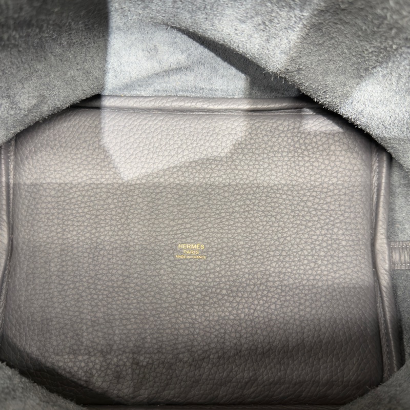 Hermes 二手閒置 (2025年購入 W刻)菜籃子22 石板灰淡金扣 98新-6