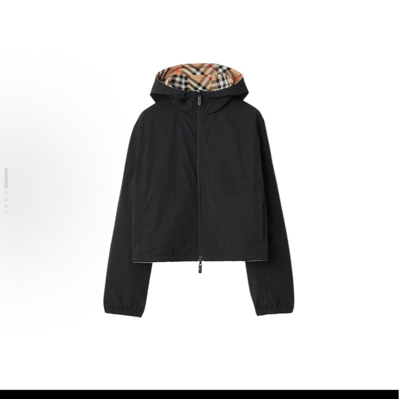 Burberry 博柏利 雙面穿格紋連帽拉鍊長袖夾克外套 沙色 尺碼52 今年購入新款 兩面穿 保暖-6