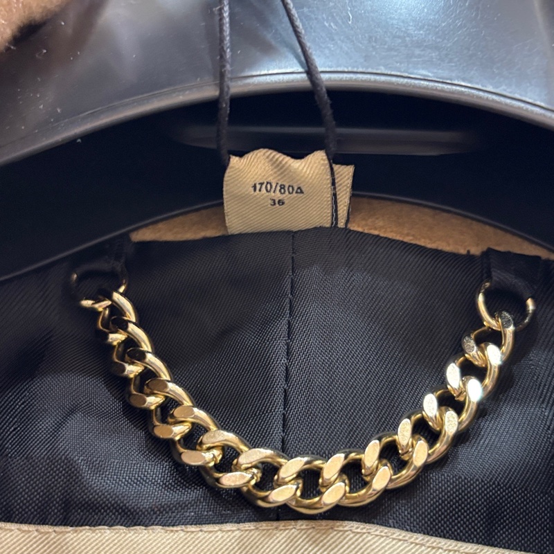 全新 Burberry博柏利 純色雙排扣腰帶翻領 風衣 大衣 絨感外套 卡其色 6碼 170/80A-3