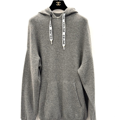Celine賽琳 灰色系帶字母logo羊毛長袖衛衣 S碼貨號2A40Z