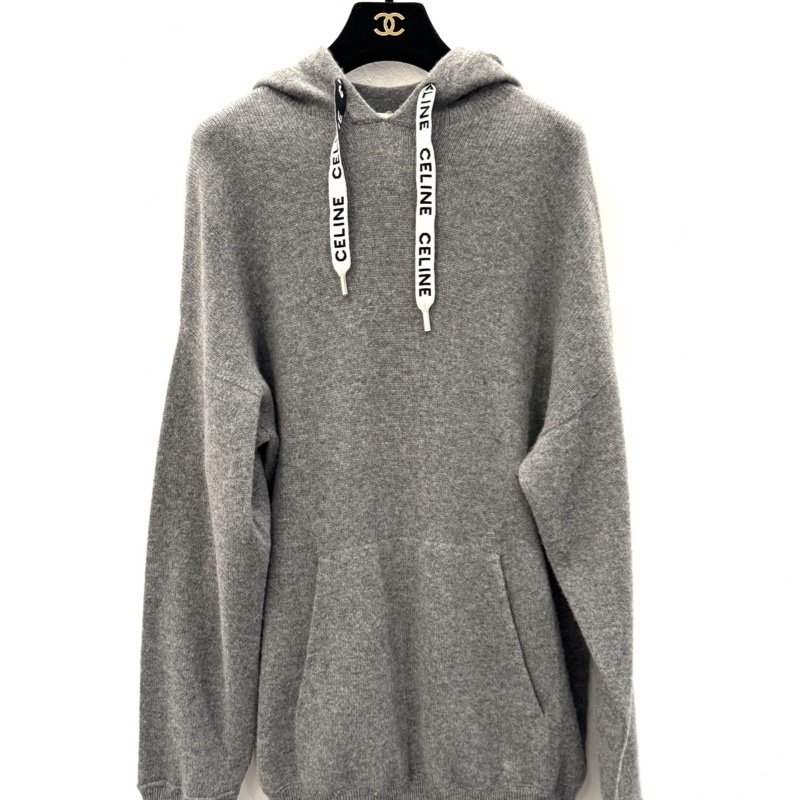 Celine賽琳 灰色系帶字母logo羊毛長袖衛衣 S碼貨號2A40Z-0
