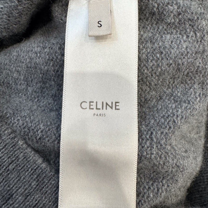 Celine賽琳 灰色系帶字母logo羊毛長袖衛衣 S碼貨號2A40Z-4