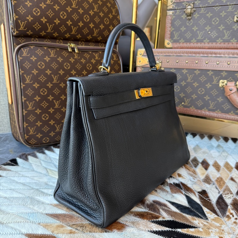 HERMES Kelly40 TOGO馬蹄印C刻 黑拼酒紅-1