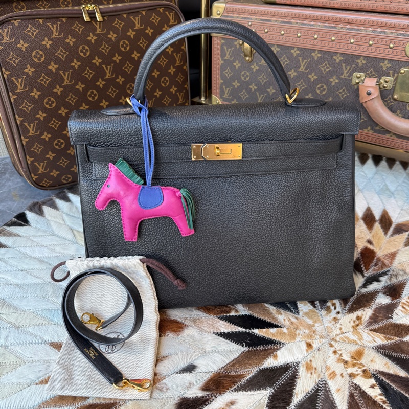 HERMES Kelly40 TOGO馬蹄印C刻 黑拼酒紅-5