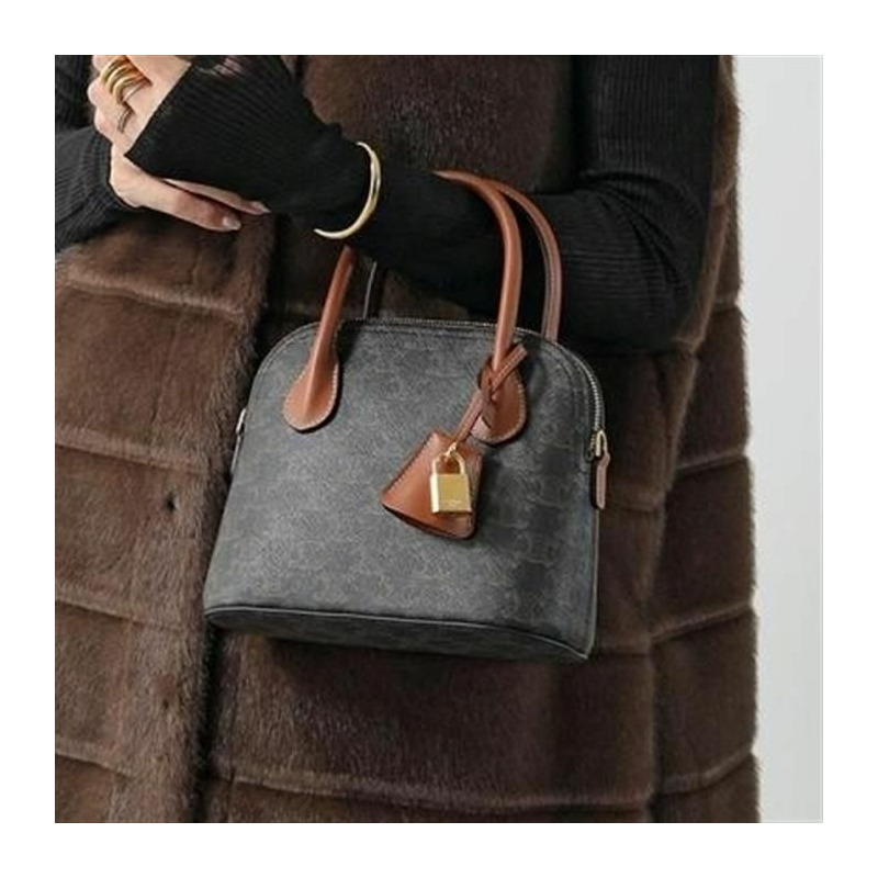 CELINE Celine Teen Onorin 手袋 Triomphe 帆布小牛肉皮-15