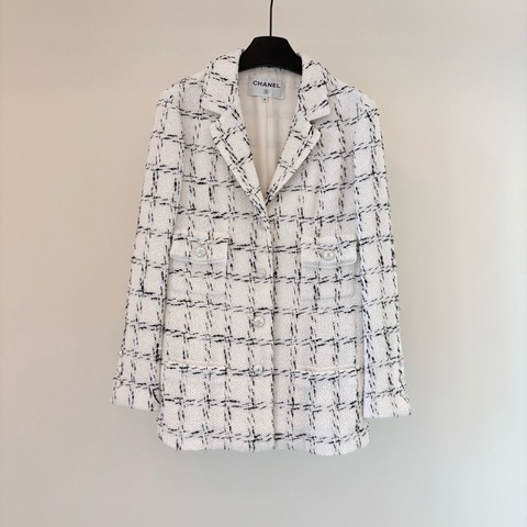 【99新】Chanel/香奈兒/白色粗花呢外套/38碼/118565