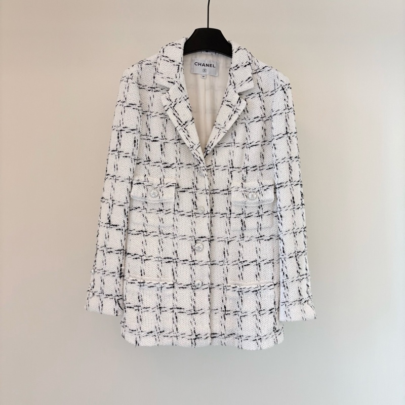 【99新】Chanel/香奈兒/白色粗花呢外套/38碼/118565-0