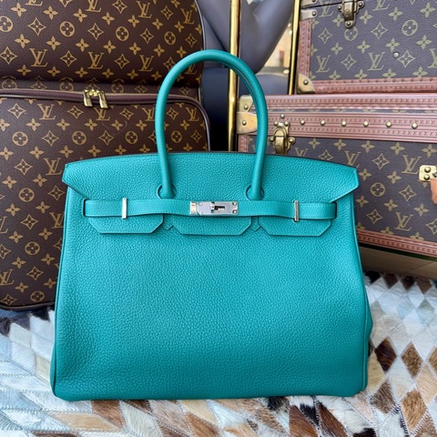 HERMES 柏金BIRKIN35 TOGO皮”銀釦方框Q “