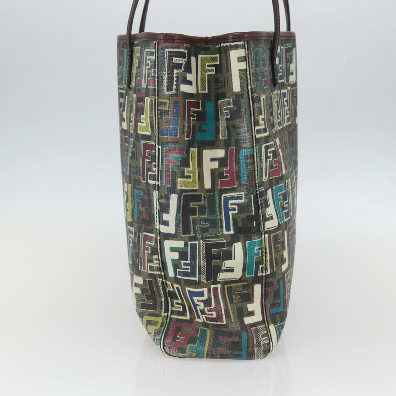 【日本直送】FENDI Zucca 帆布手提包 PVC 卡其色金色正品 157796V-2