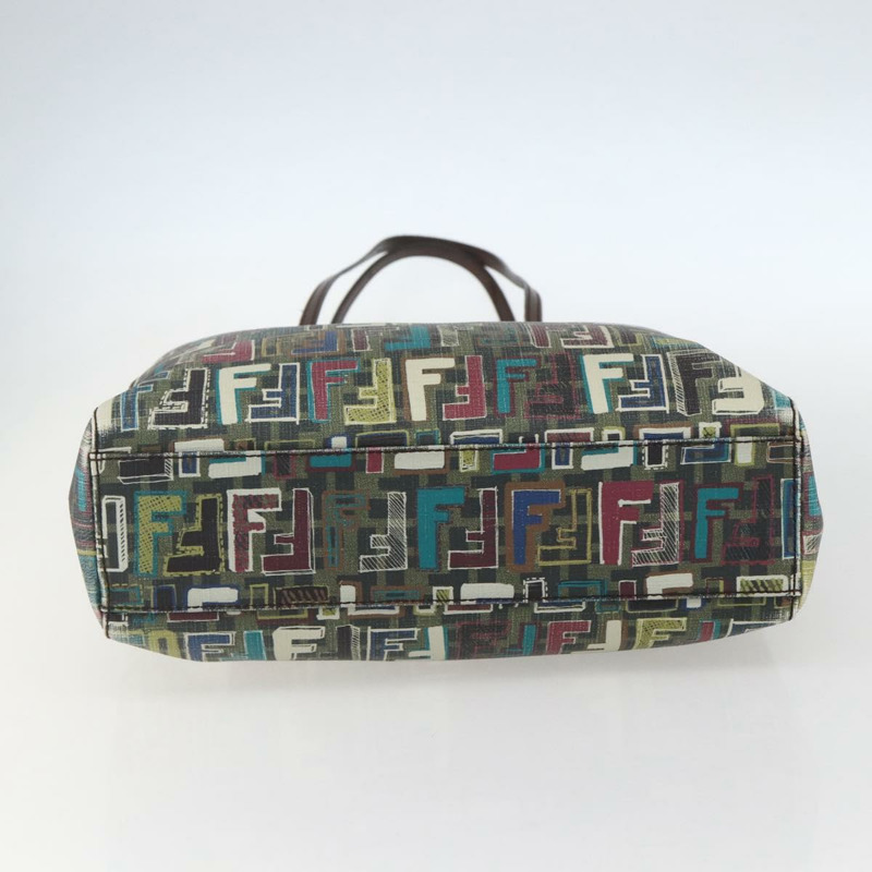 【日本直送】FENDI Zucca 帆布手提包 PVC 卡其色金色正品 157796V-4