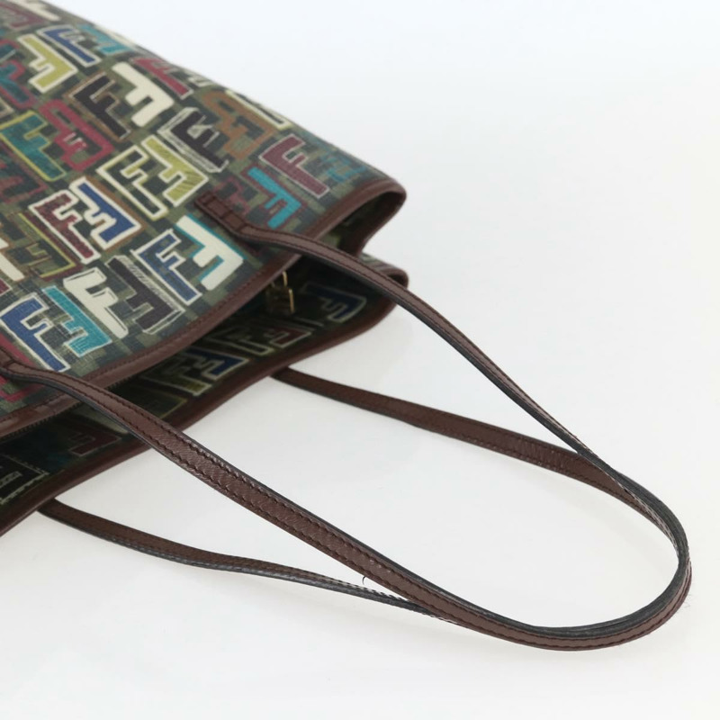 【日本直送】FENDI Zucca 帆布手提包 PVC 卡其色金色正品 157796V-6