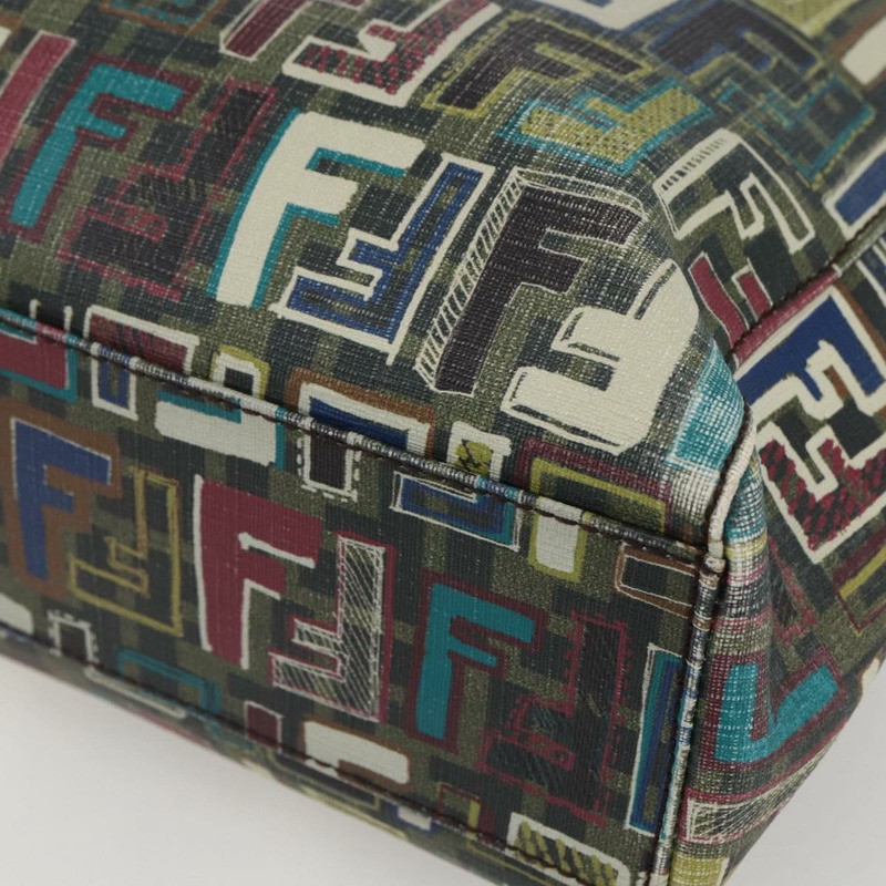 【日本直送】FENDI Zucca 帆布手提包 PVC 卡其色金色正品 157796V-8