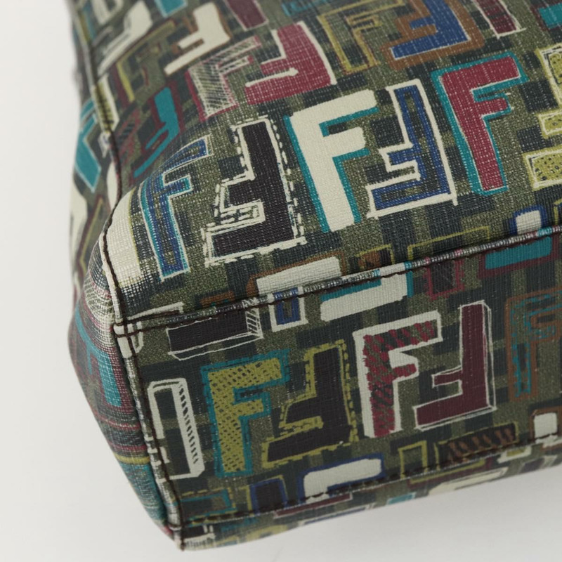 【日本直送】FENDI Zucca 帆布手提包 PVC 卡其色金色正品 157796V-13