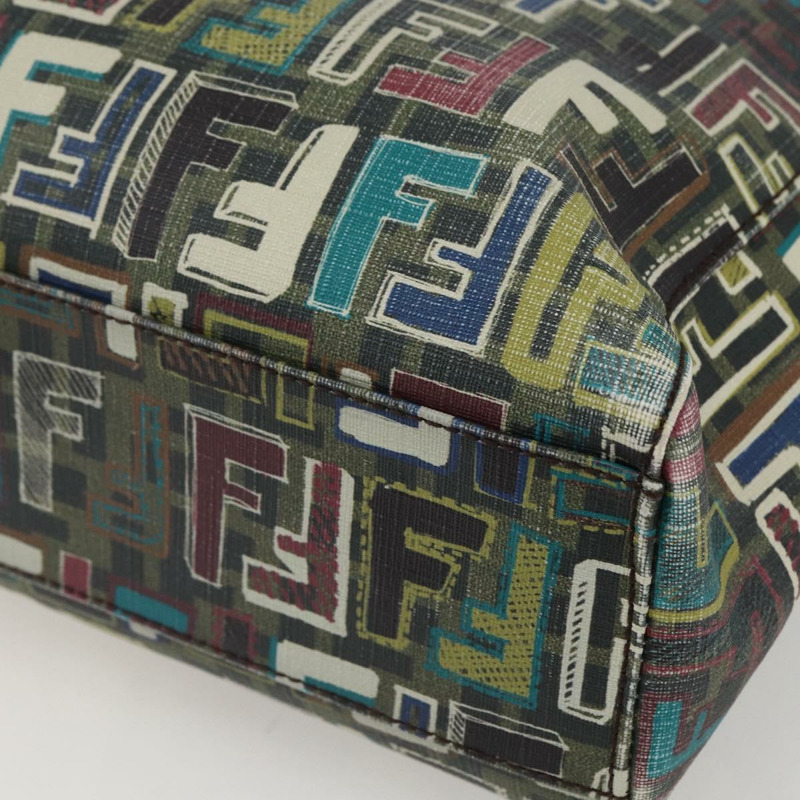 【日本直送】FENDI Zucca 帆布手提包 PVC 卡其色金色正品 157796V-14