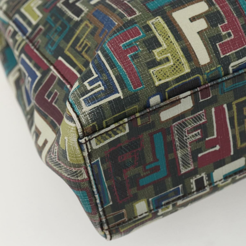 【日本直送】FENDI Zucca 帆布手提包 PVC 卡其色金色正品 157796V-15