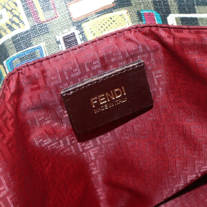 【日本直送】FENDI Zucca 帆布手提包 PVC 卡其色金色正品 157796V-16