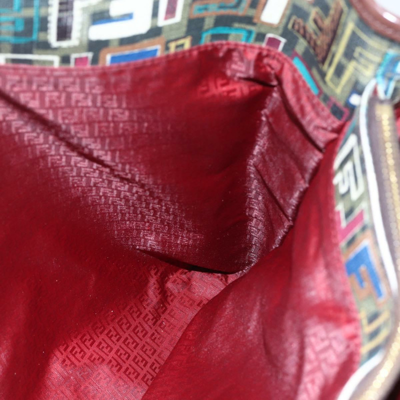 【日本直送】FENDI Zucca 帆布手提包 PVC 卡其色金色正品 157796V-18