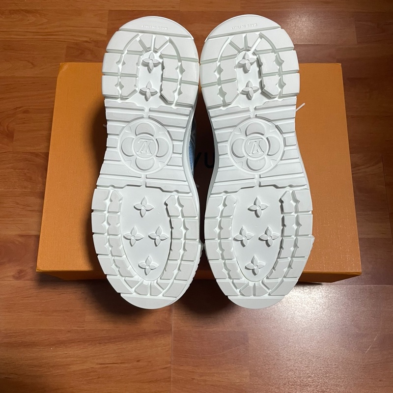 Lv Squad白藍丹寧牛仔低幫滿印休閒鞋 女款藍色 尺碼:37.5碼-9