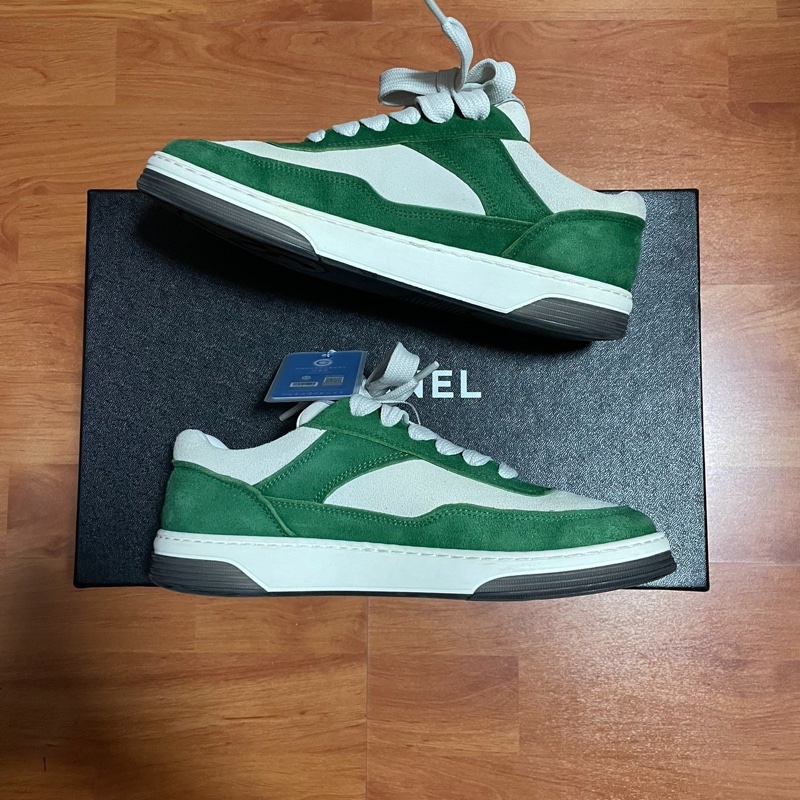 Chanel香奈兒雙C徽標 低幫時尚板鞋白綠 尺碼：35.5碼-1