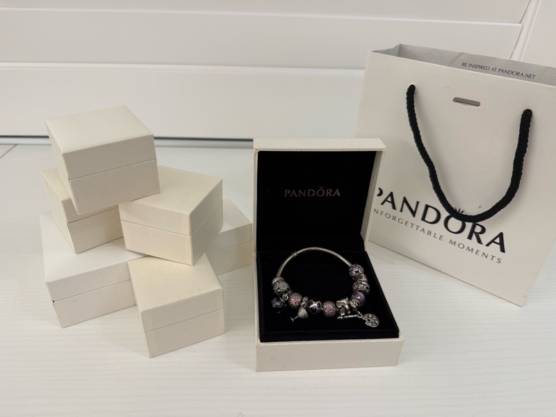 PANDORA 紫色系12顆串珠手鏈-1