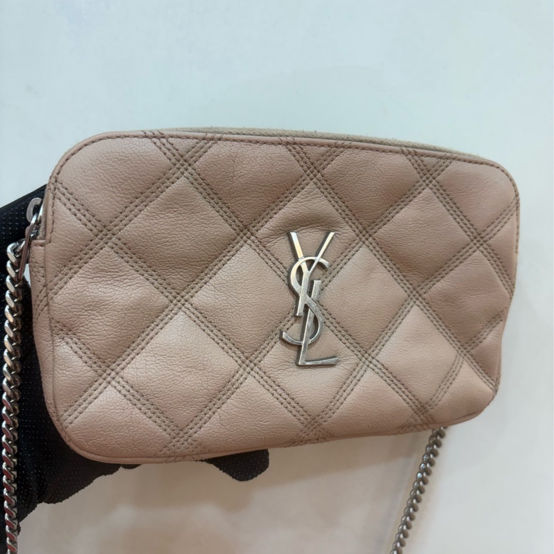 ysl Saint Laurent  Becky Zip 菱格紋小羊皮雙拉鍊相機包-0