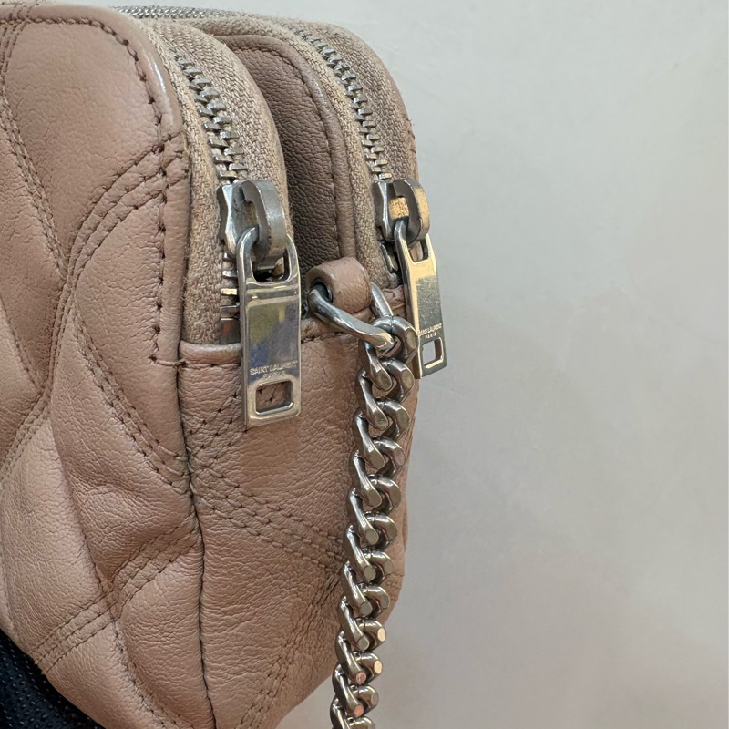 ysl Saint Laurent  Becky Zip 菱格紋小羊皮雙拉鍊相機包-1