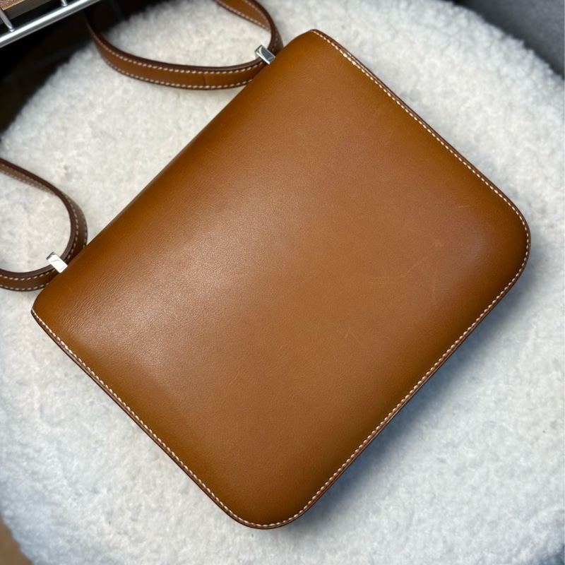 （法國巴黎🇫🇷購證）HERMES Mini 康康19 焦糖棕銀釦 馬鞍皮-2