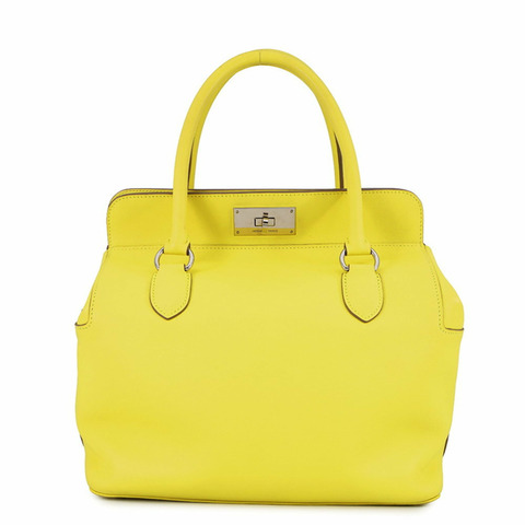 愛馬仕 Hermès Toolbox 26 青檸色/Swift 手提包，帶 Q 印記和兩用肩包