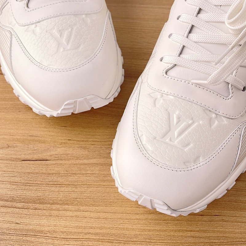 LV路易威登 99新 白色壓紋印花低幫系帶運動鞋休閒鞋-3