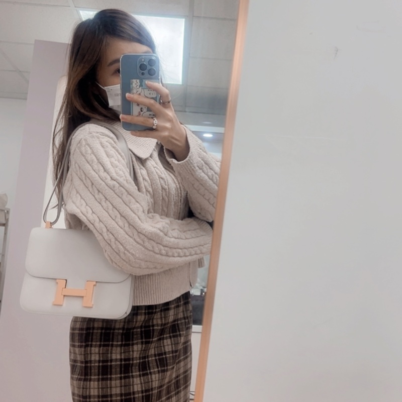 Hermes constance 24 奶灰白金扣 B刻-12