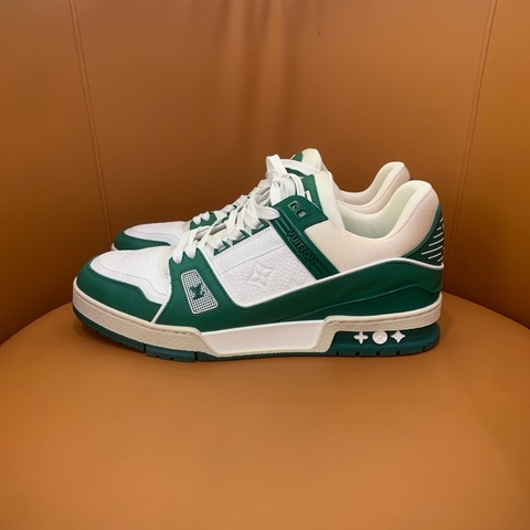 lv trainer  99新經典白綠配色低幫板鞋