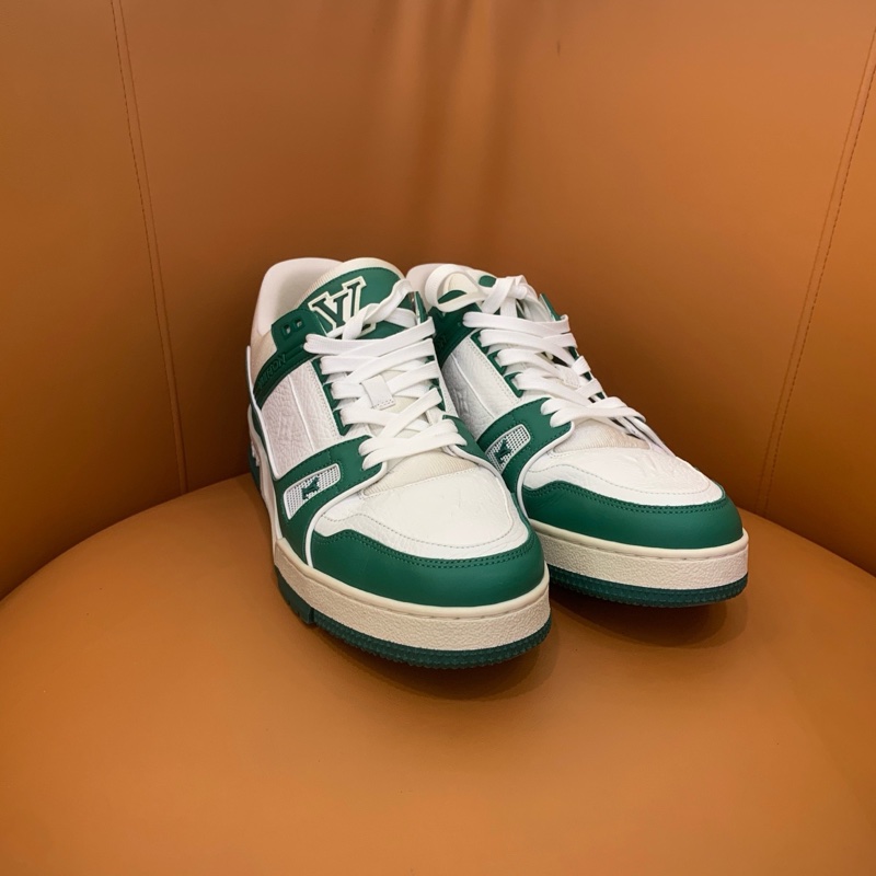 lv trainer  99新經典白綠配色低幫板鞋-1