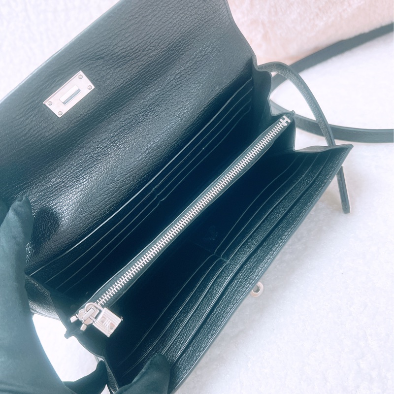 Hermes 黑銀kelly to go平替/ 凱莉長夾-10