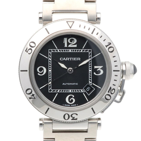 卡地亞 Pasha Seatimer 男士腕錶，不銹鋼材質，2790 型號，自動上鍊，已翻新，二手