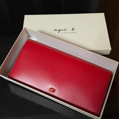 agnès b. 小b 女用長夾 長夾 紅色 全新長夾 皮夾