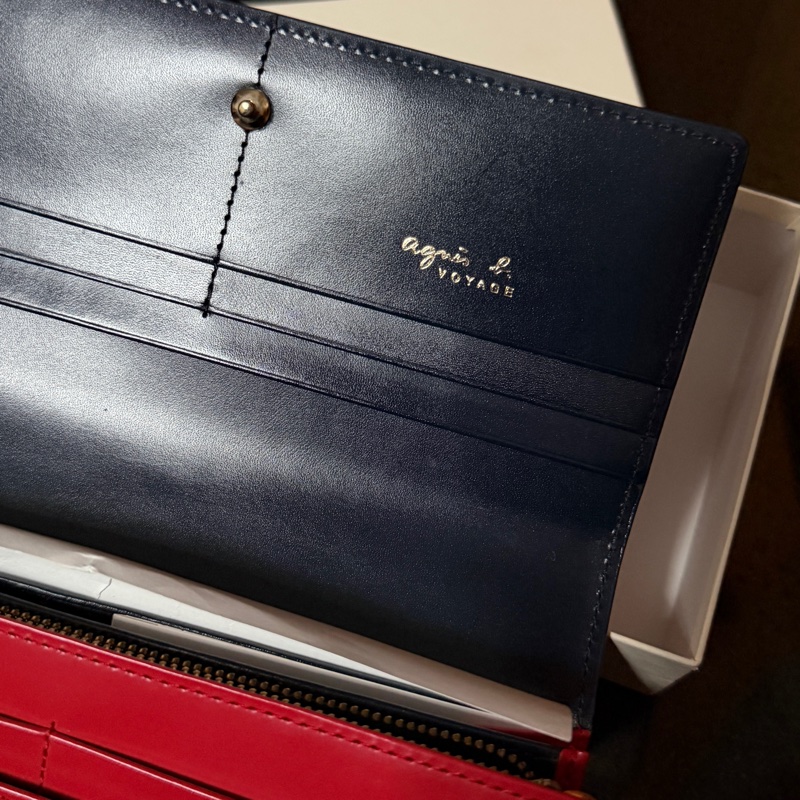 agnès b. 小b 女用長夾 長夾 紅色 全新長夾 皮夾-2