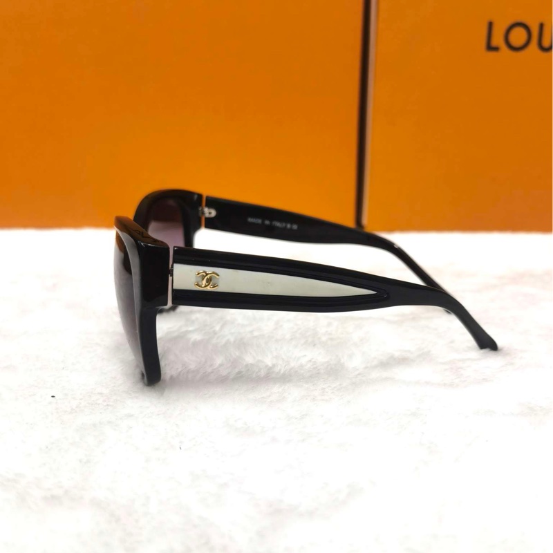 CHANEL香奈兒 復古潮流珍珠款 板材鏡架 蝶形 太陽眼鏡 男女同款情侶款 黑色，98新-5