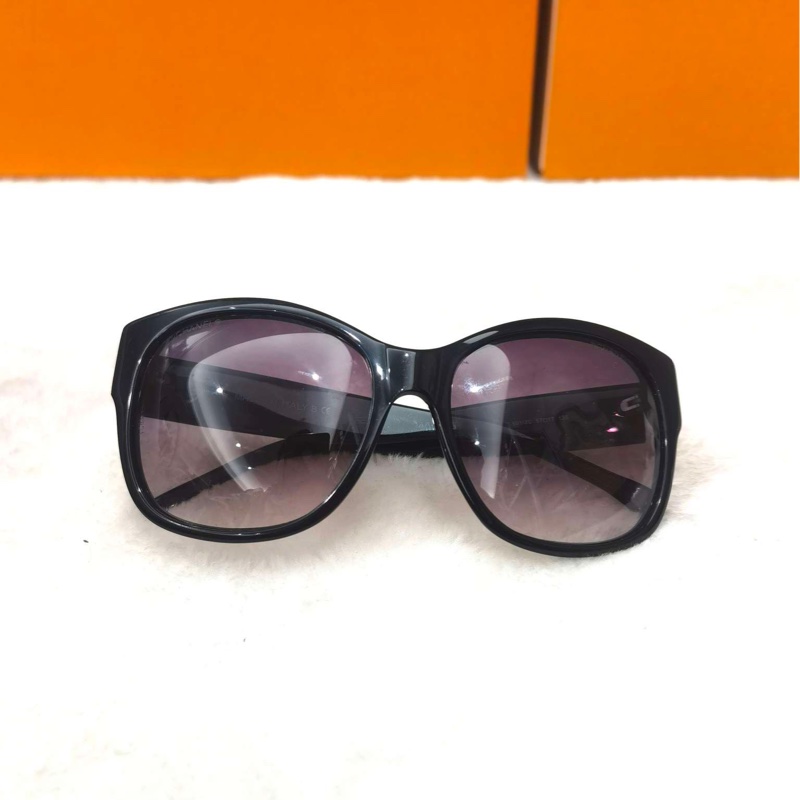 CHANEL香奈兒 復古潮流珍珠款 板材鏡架 蝶形 太陽眼鏡 男女同款情侶款 黑色，98新-7