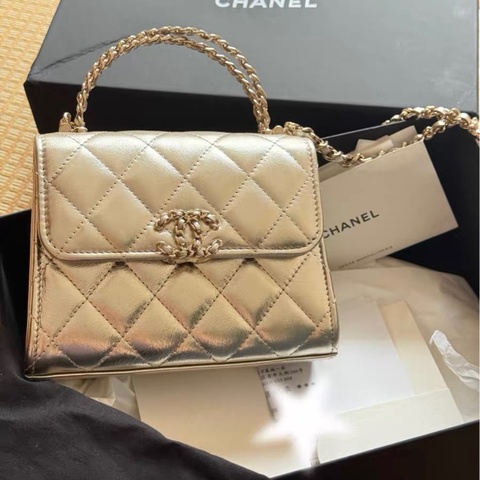 Chanel Kelly 95% New 膜未撕 香檳色 手柄款